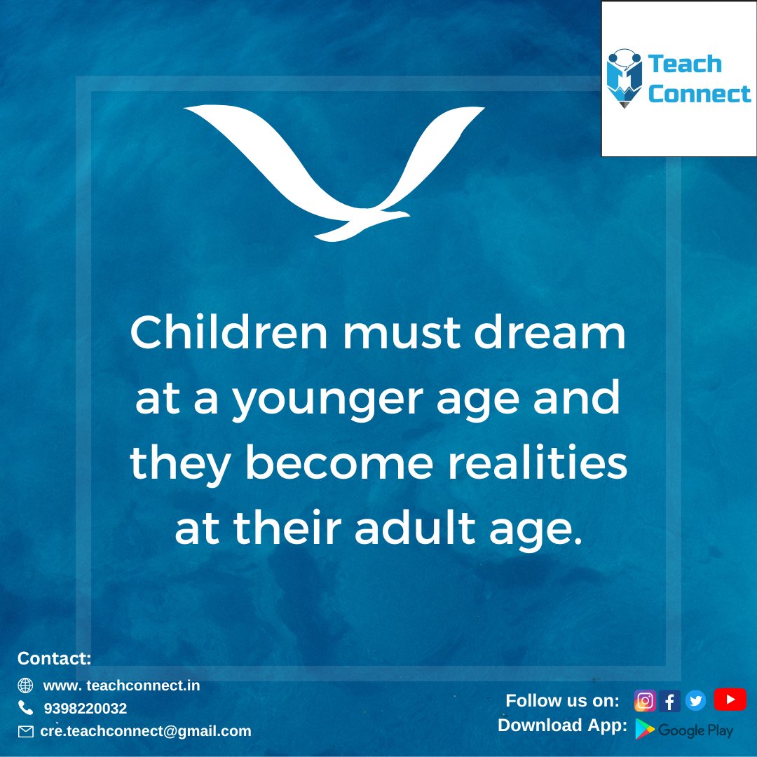 teachconnect_in's tweet photo. Greetings of the day!!

#teachconnect2020 #parents #children #dreams #parenting #realities #Teachers #students #Motivationalquote https://t.co/zooXxwXCCb