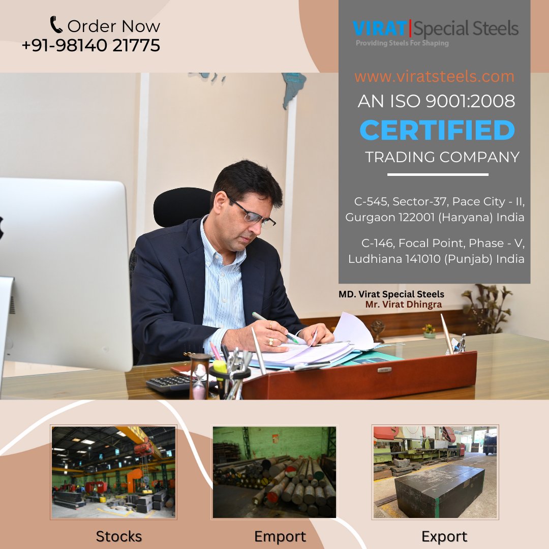 ViratSplSteels's tweet photo. Recognized as a leading brand in this segment , #VIRATSPECIALSTEEL is established 6 Decades before as an #Importer, #Exporter, #Stockiest, #Distributor and #Supplier for #ToolSteel and #AlloySteels products in #India.
Learn more:
https://t.co/dd2nWQmwal
+91 98140 21775 https://t.co/1q2lXlcyRA