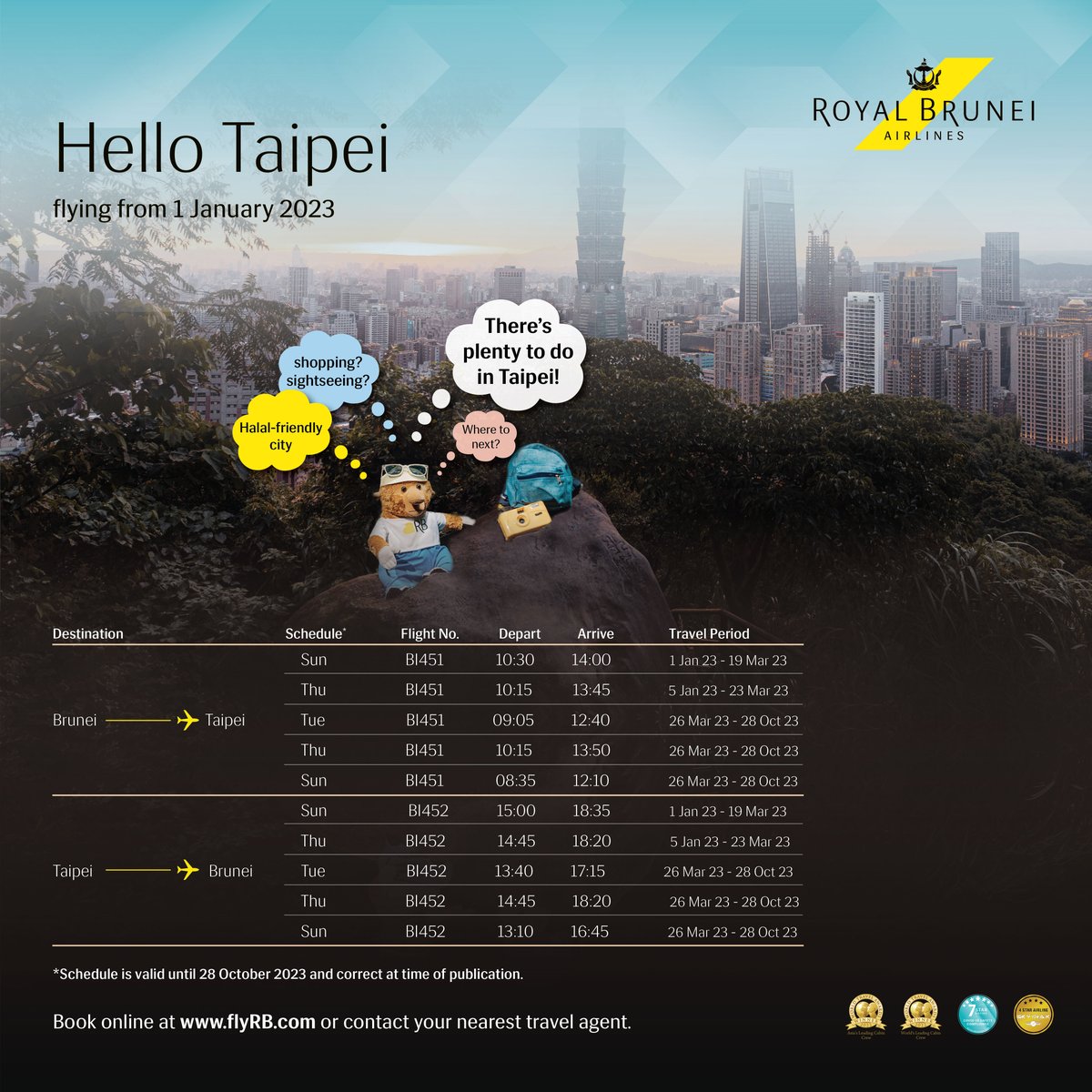 From the abundance of halal-friendly eateries and shopping havens, there're many things to do as you explore the exciting city of Taipei. #royalbrunei #taipei