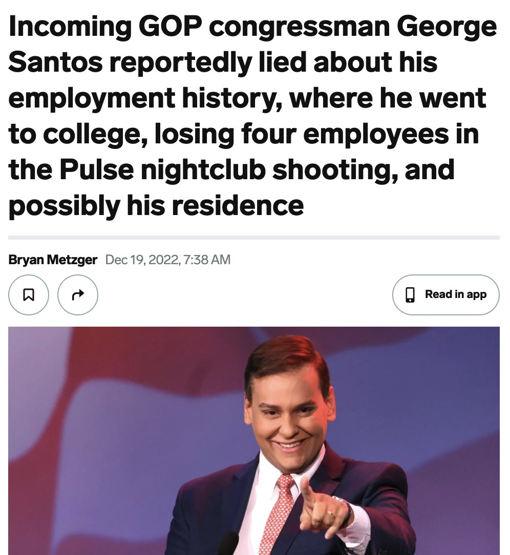 @Santos4Congress Yet nowhere do you refute the allegations such as:
- said u worked at Goldman Sachs & Citigroup but that's news to them
- said yr degree is from Baruch College but they have no record of yr enrollment
- accused of helping run $17M Ponzi scheme 
- etc. #RecallSantos #GeorgeSantos