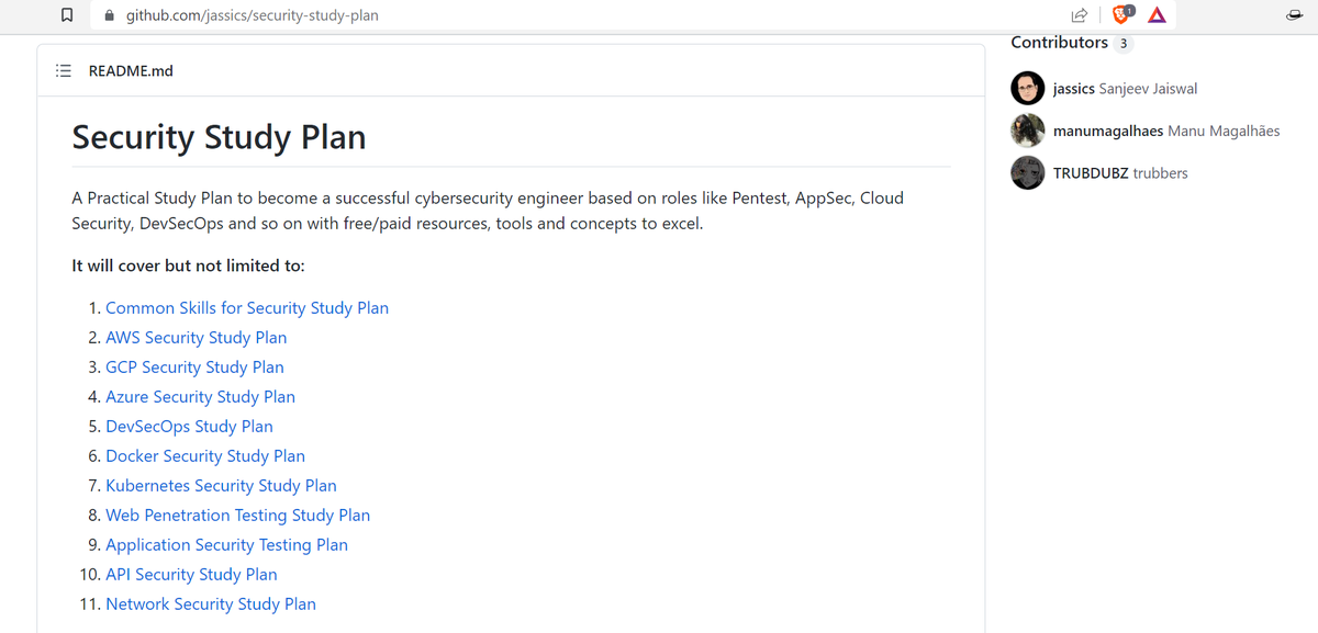 Now you don't have a excuse to start

Complete a Practical Study Plan to become a successful cybersecurity engineer based on roles like Pentest, AppSec, Cloud Security, DevSecOps and so on...

👇