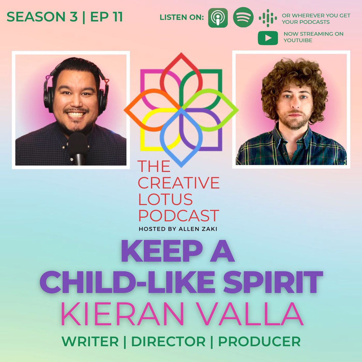 CreativLotusPod's tweet photo. Episode 11 of Season 3 with #writer #director #producer #kieranvalla co-creator of .@LittleDemonFX Check the link 🔗 https://t.co/Tu5pvHh99r https://t.co/i1iDOfWi0f