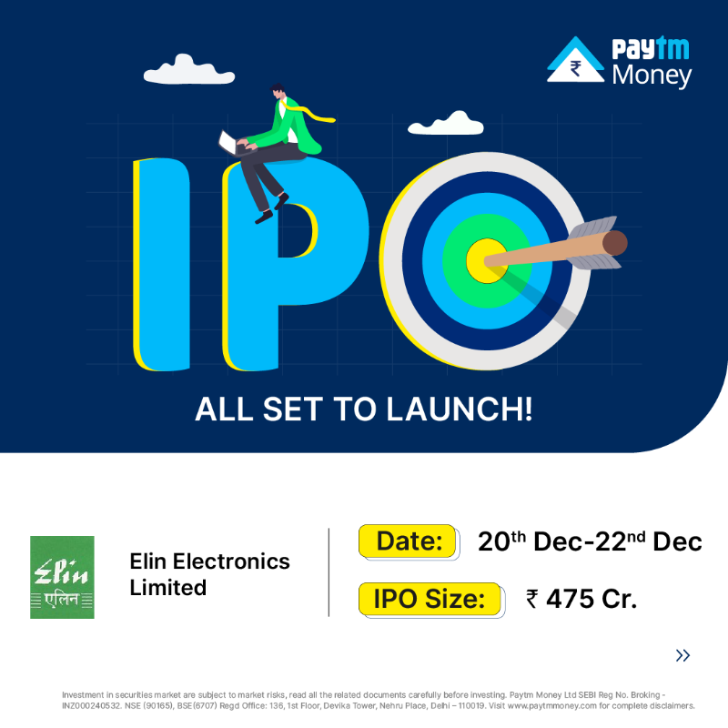 PaytmMoney's tweet photo. The year is ending on an IPO-packed note! ๐
Elin Electronics IPO is now live.
#IPOAlert #ElinElectronicsIPO #IPOrush #MarketUpdate #StockMarketIndia