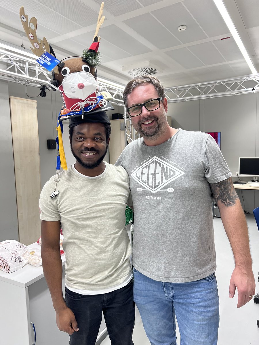 UniTyLab_HHN's tweet photo. Happy, proud a bit sad at the same time! Our colleague Ketoma has passed his PhD defence at the #UCLouvain! ๐๐๐ซถ Great performance Ketoma! UniTyLab-Team wishes you the best of luck for the future! ๐ฆพ #phd #doctor #VRTrain #HeilbronnUniversity https://t.co/qxRZce0gjY
