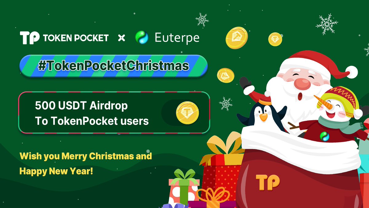 TokenPocket_TP's tweet photo. 🤶#TokenPocketChristmas  
@TokenPocket_TP cooperates with @eut_io to launch a #TokenPocketChristmas event and Euterpe provides $500 as a gift! 

⏰Dec 20th - Dec 23rd
Claim your OAT on @Galxe!⤵️
https://t.co/bOZCpZWPjn

Details⤵️
https://t.co/htZJwFgkDe https://t.co/ygubeOYZKc