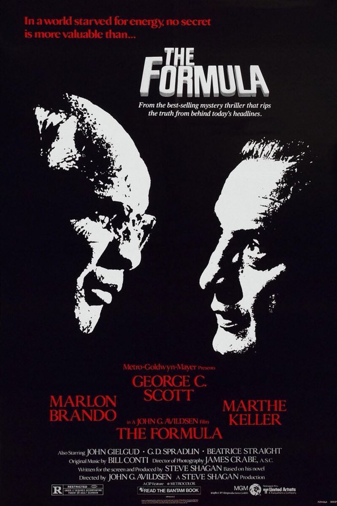 FilmNewsNos's tweet photo. 🎬MOVIE HISTORY: 42 years ago today, December 19, 1980, the movie ‘The Formula’ opened in theaters!
#MarlonBrando #GeorgeCScott #MartheKeller #JohnGielgud #GDSpradlin #BeatriceStraight #RichardLynch #JohnVanDreelen #RobinClarke #JohnGAvildsen https://t.co/p8Y6wVHPCw