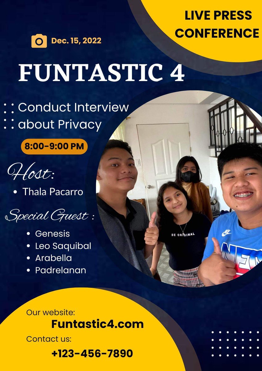 11BoymA's tweet photo. ALERT! 🚨 ALERT!🚨 

"Privacy is dead, and social media holds the smoking gun.” – Pete Cashmore

HOLA! Do you want to participate in our interview about privacy? 

 JOIN US AS WE CONDUCT LIVE PRESS CONFERENCE WITH OUR SPECIAL GUESTS! 

TUNE IN TO FUNTASTIC 4 ON THURSDAY 8 PM https://t.co/5coF4kuP2t