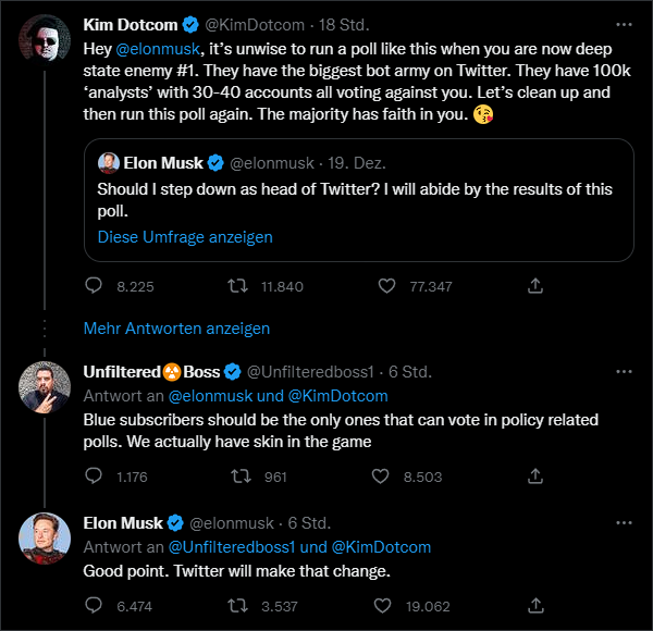 xjanpet's tweet photo. Wunden lecken nach dem #MuskPoll-Desaster:
1. Es waren die Bots!!!11!!11einself!!!
2. In Zukunft dürfen nur noch Hardcore-Fans abstimmen, die monatlich für die #Twitter-Shitsohw (aka #TwitterBlue) bezahlen.
🤡 https://t.co/jgoMLpp4Jv