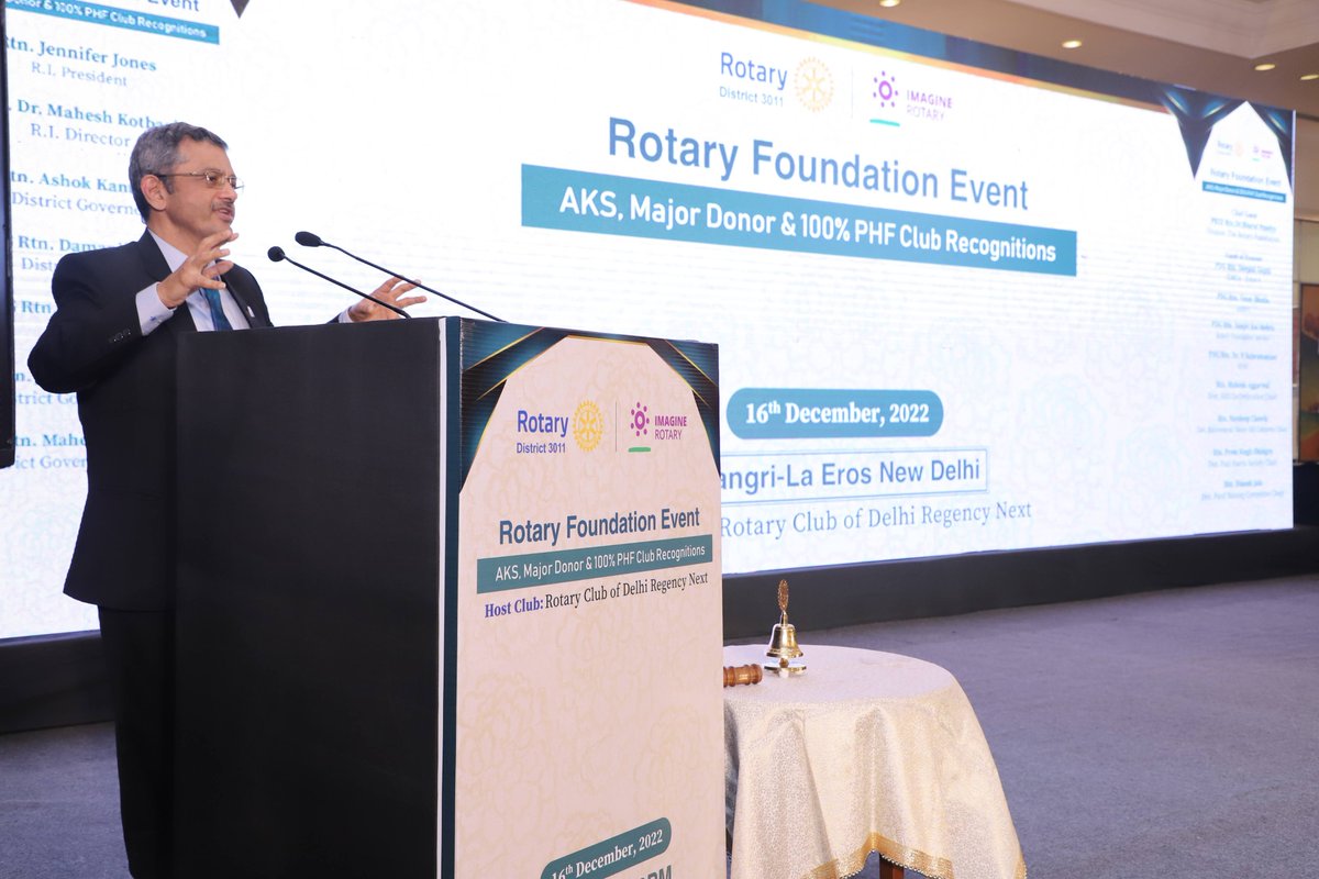 The Rotary Foundation Event was held on the 16th of December at the Shangri-La Eros in Delhi and was hosted by RCD Regency Next. The Chief Guest at the event was PRID Rtn Dr. Bharat Pandya.