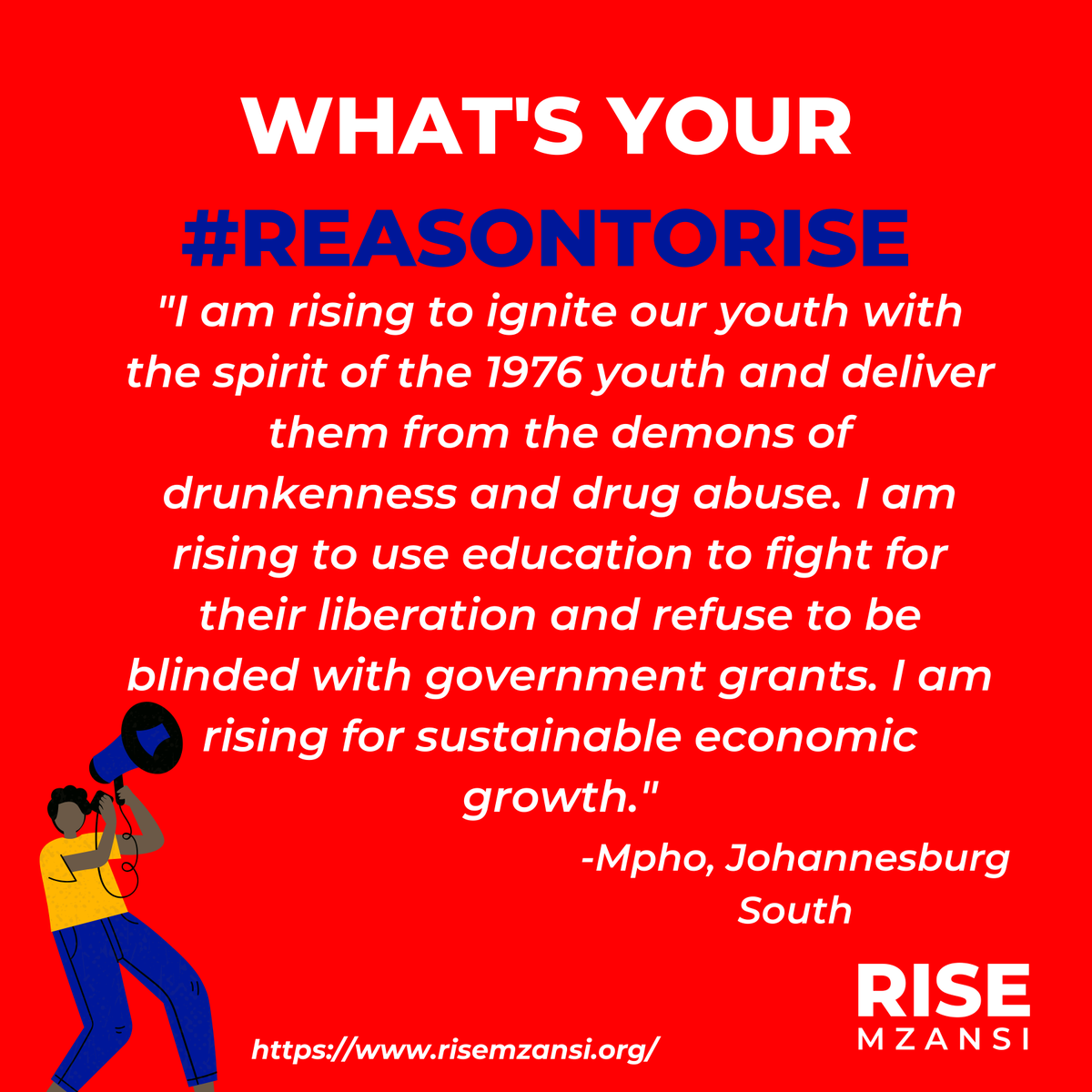 Rise_Mzansi's tweet photo. This is Mpho’s #reasontorise. 

What's your reason to rise? 

Send us your reason using the #RiseMzansi and we will share it on our platforms 🇿🇦 https://t.co/Ttmc9eQuuV