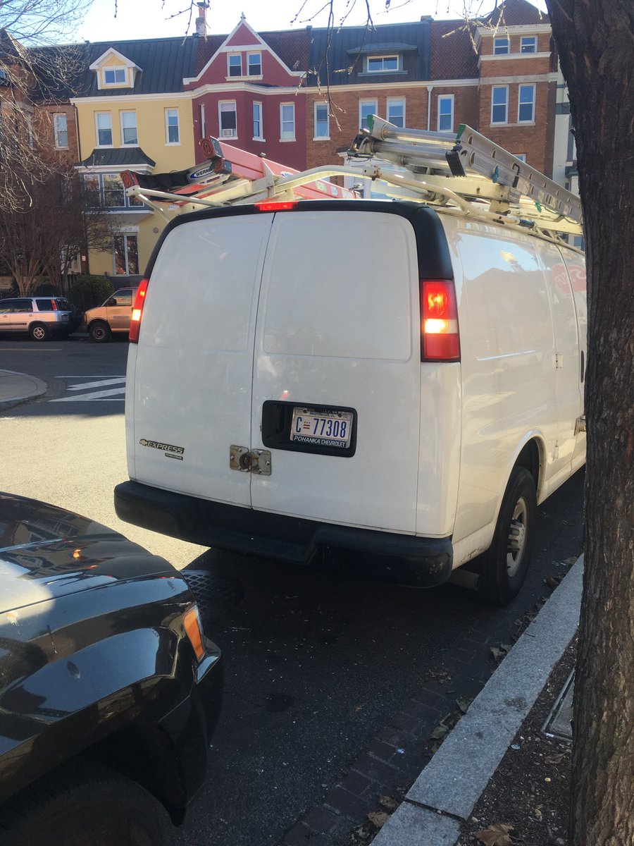 ⁦@DCDPW⁩ @311DCgov Parking enforcement please. Illegal parking blocking clear access to intersection. White ford van DC C77308 (1300 block of Park Road NW at intersection of Holmead Place NW).