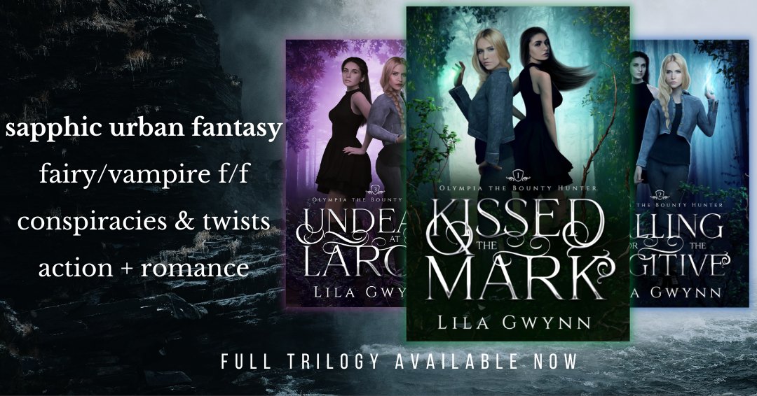 The complete trilogy of my f/f urban fantasy is available now at all ebook retailers!

🧚KISSED THE MARK, #1: books2read.com/olympia1

🧛‍♀️FALLING FOR THE FUGITIVE, #2: books2read.com/olympia2

💕UNDEAD AT LARGE, #3: books2read.com/olympia3