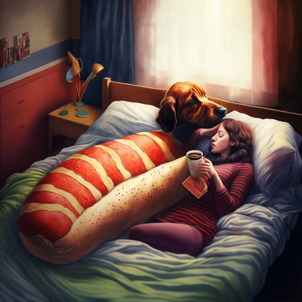 BorgaBlot's tweet image. I swear there’s like a roughly 25% chance a dog will appear any time I enter the word “hotdog” in Midjourney v4 😆
#midjourney #AIart #AIoops #outtakes #trialanderror #hotdog #dog #dawg