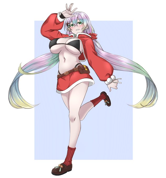 これはクリスマスに間に合わなかったグランブルーサンタビキニゲーミングむちむち女ファンタジーの絵です 