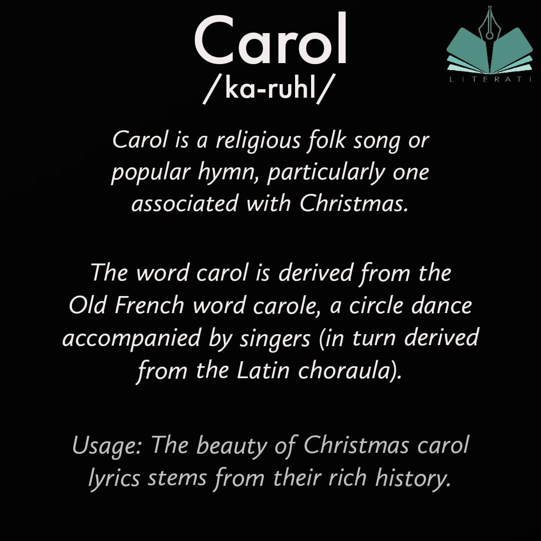Literarynitrr's tweet photo. Sing your heart out with today's #WOTD: Carol!

These festive tunes are the perfect way to celebrate the holiday season. 
Sing along and join in on the festivities.

#WordPress  #Christmas  #carols #holidays https://t.co/j0seZbv1g9