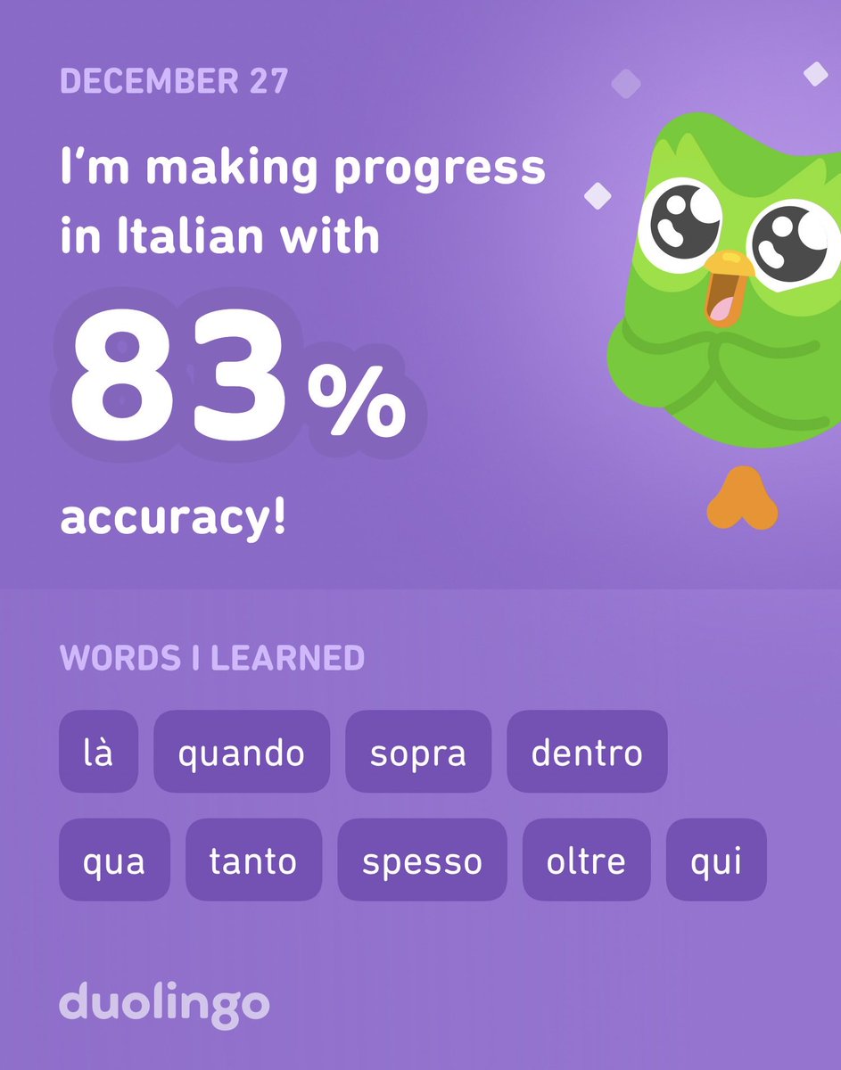 MarissaNelms's tweet photo. I’m learning Italian on Duolingo! It’s free, fun, and effective. https://t.co/KnEMeY5CWI