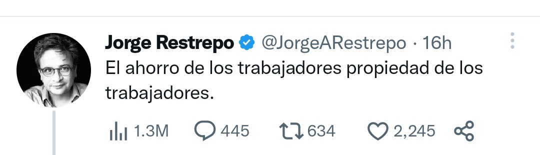 ElRoRodry's tweet photo. Pues hoy fui a mi fondo de pensiones para reclamar los 45 millones que llevo ahorrados y me dijeron que NO.
Les dije que era mi plata como afirma @JorgeARestrepo y me sacaron con los de seguridad...😔 https://t.co/AvEuf1Hgv6