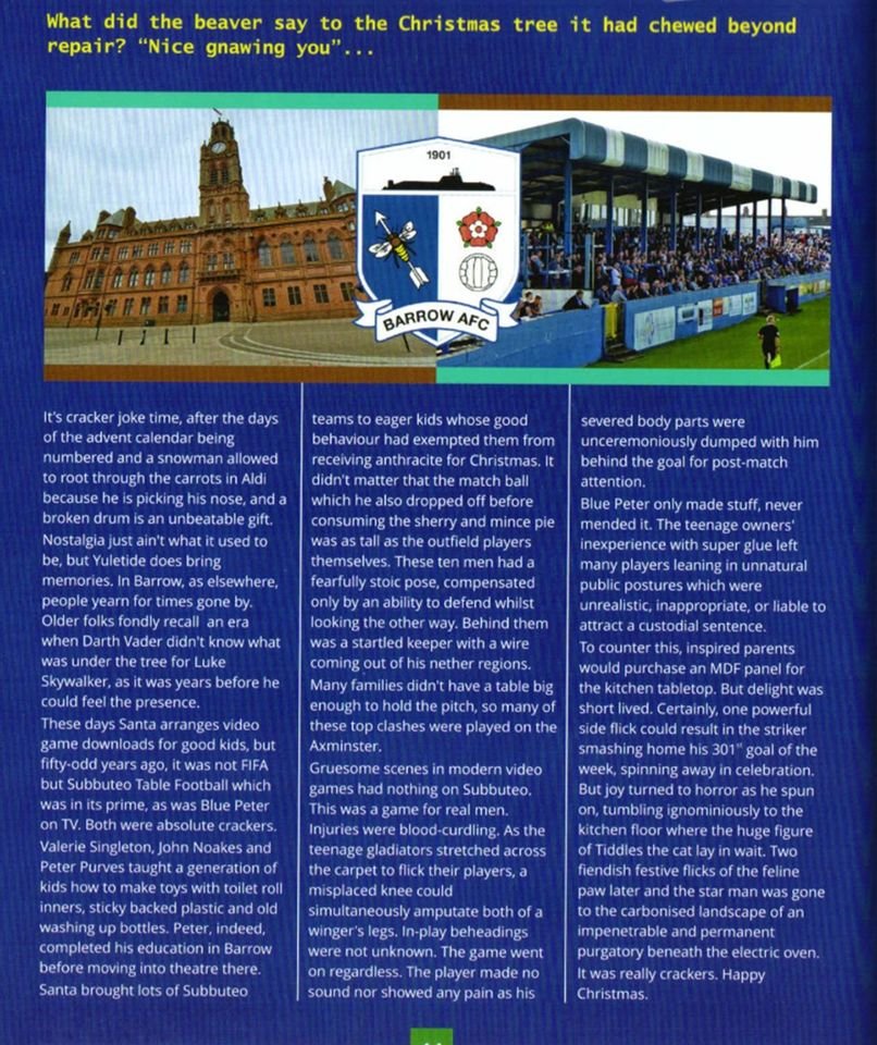 My column in the TRFC programme yesterday.....the darker side of subbuteo....not for the faint hearted.
