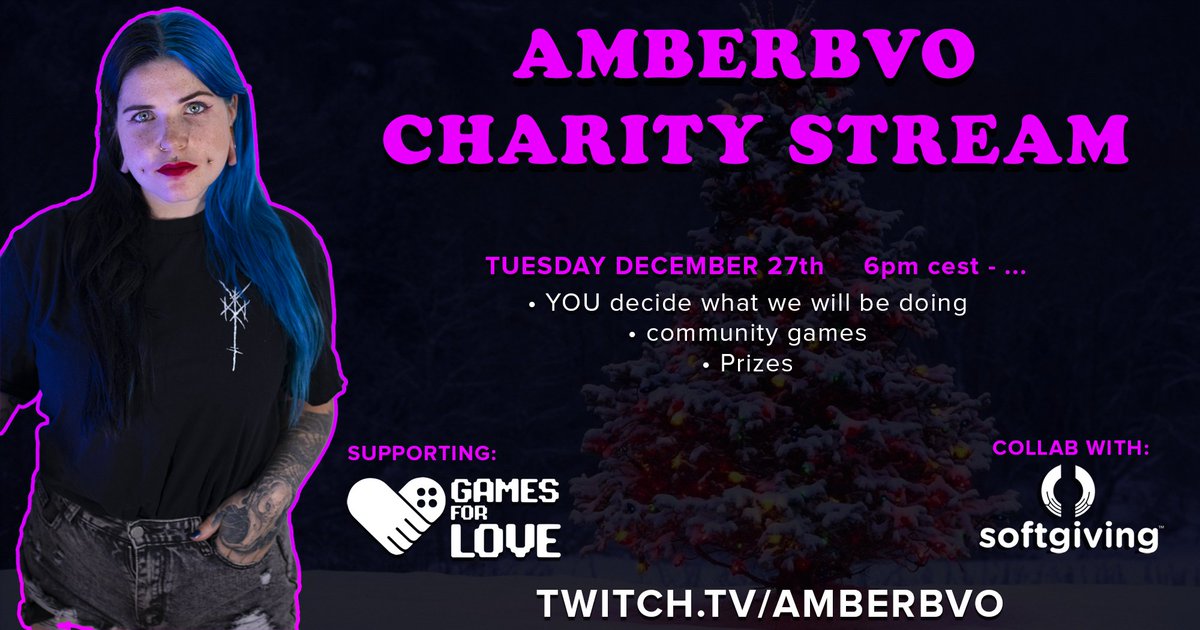AmberBVO's tweet photo. CHARITY STREAM LIVE NOW! ❤️
We're raising money for @GamesForLoveorg  today! 
Working with @softgiving 
All help is suuuuper appreciated! 

🔴 LIVE NOW - https://t.co/SfVdWq3W7D 
------------------------ https://t.co/fVwrvfuVFC