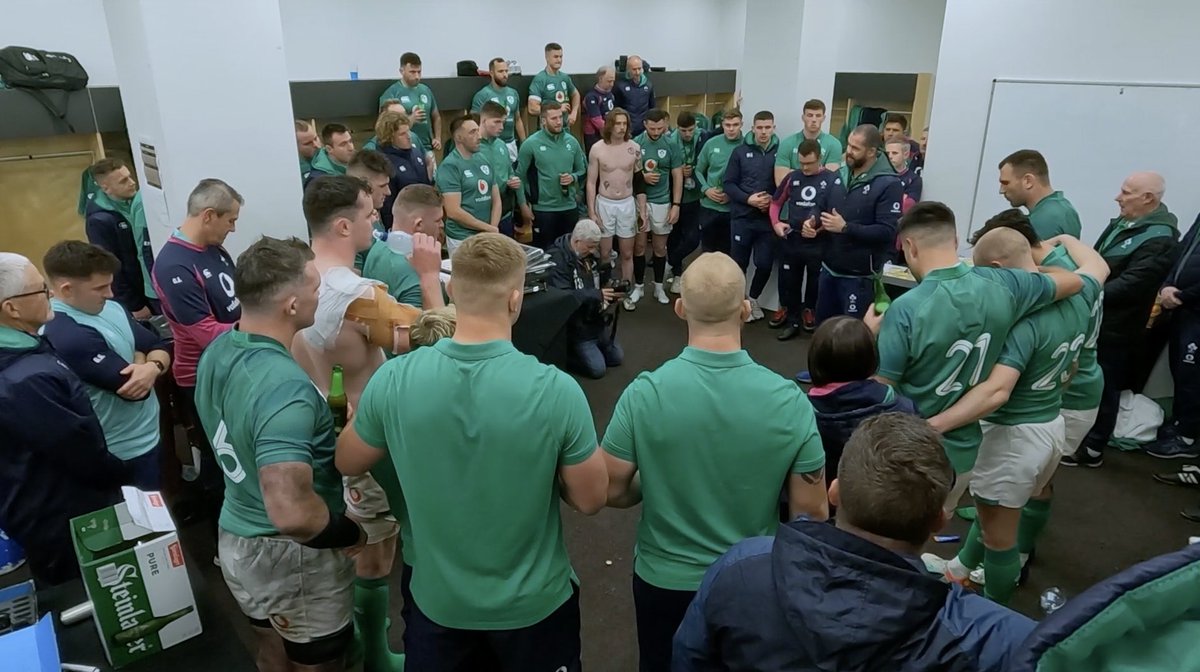 patmccarry's tweet photo. "You'll never do anything better than that. You won't. That's the hardest thing in world rugby"  

🗣️ Andy Farrell addressing his Ireland squad after they won the Test Series over NZ 

From the 'Tackling The All Blacks’ documentary (airs on RTÉ One this Thurs, 6:30pm) https://t.co/0AOmISXUn6