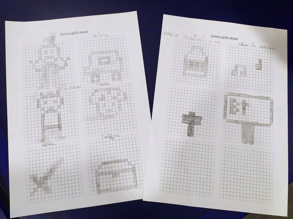 johndostudio's tweet photo. La relève du pixel art ? 😳
Pas loin 😋! Les croquis préliminaires des enfants, pour la création d'un jeu #gameboy pendant les ateliers #piky à @dijon dans le réseau de bibliothèques 🤩 https://t.co/49gB6iyeQr