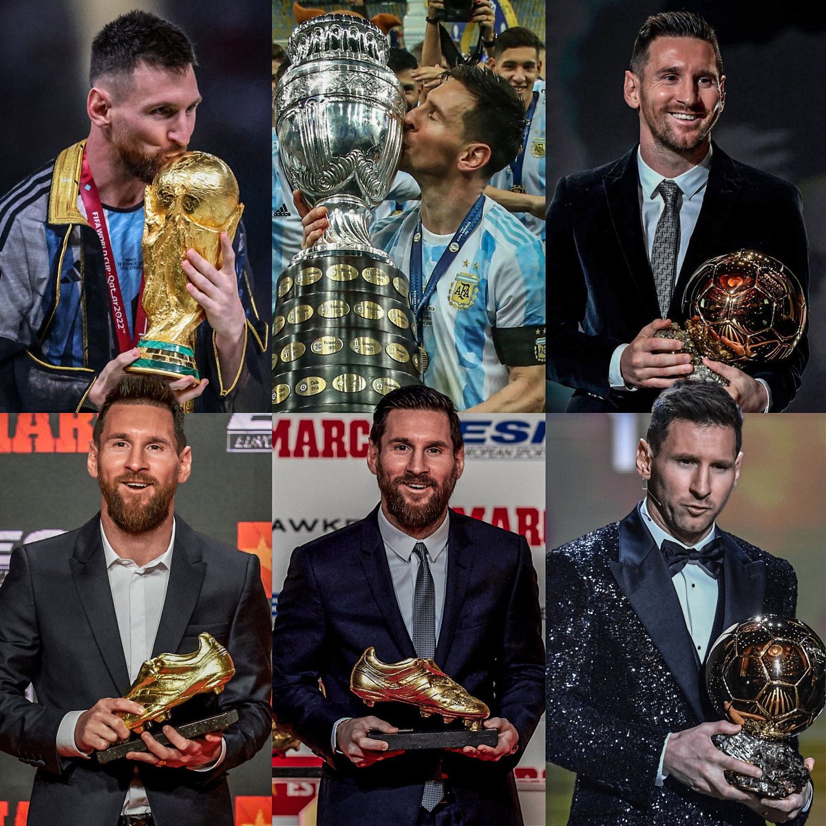 WeAreMessi's tweet photo. Lionel Messi after turning 30 🐐 

2️⃣ Ballon d’Or
2️⃣ Golden Boot 
1️⃣ Copa América 
1️⃣ World Cup https://t.co/fBmWoxewH7