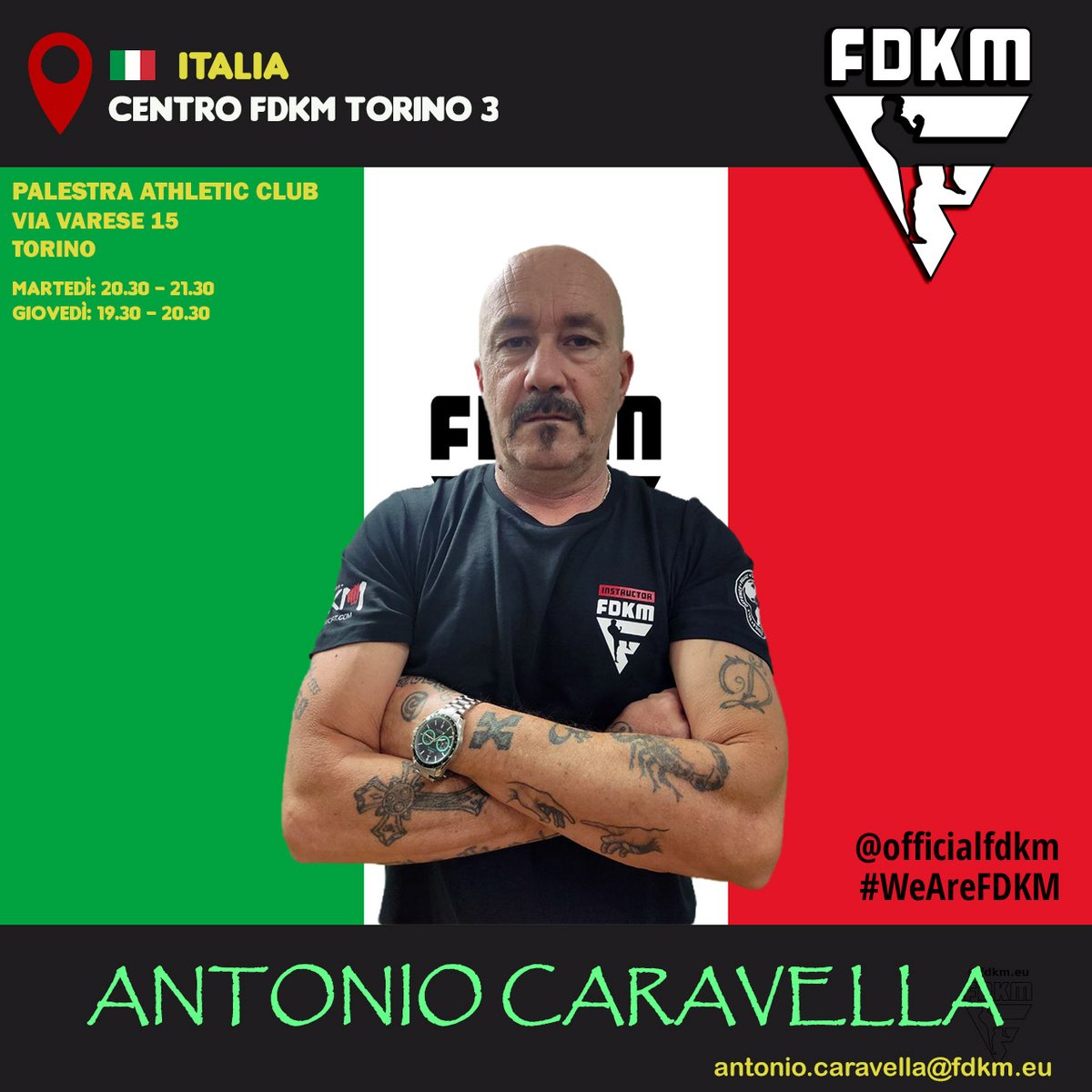 officialfdkm's tweet photo. SEDE FDKM TORINO

ATHLETIC CLUB
VIA VARESE 15

ANTONIO CARAVELLA
4° Liv Maestro IJJ Krav Maga

FABIO AVATANEO
3° Liv Istruttore IJJ Krav Maga

antonio.caravella@fdkm.eu
https://t.co/1VYpixhFHC

#FDKM #WeAreFDKM #DifesaPersonale #KravMaga
@officialfdkm 
@maxximo81 
@IlFabioGallo https://t.co/kWHVI0YcW4