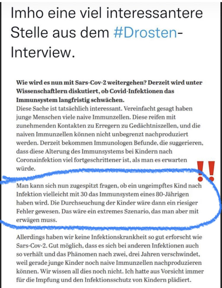 Hi ich habe gerade diesen Screenshot zugeschickt bekommen - es SOLL sich um einen Teil des ⁦<a href="/c_drosten/">Christian Drosten</a>⁩ Interviews handeln - da das hinter paywall steht meine Bitte - kann das jemand bestätigen oder verneinen - bitte mit Link und Screenshot