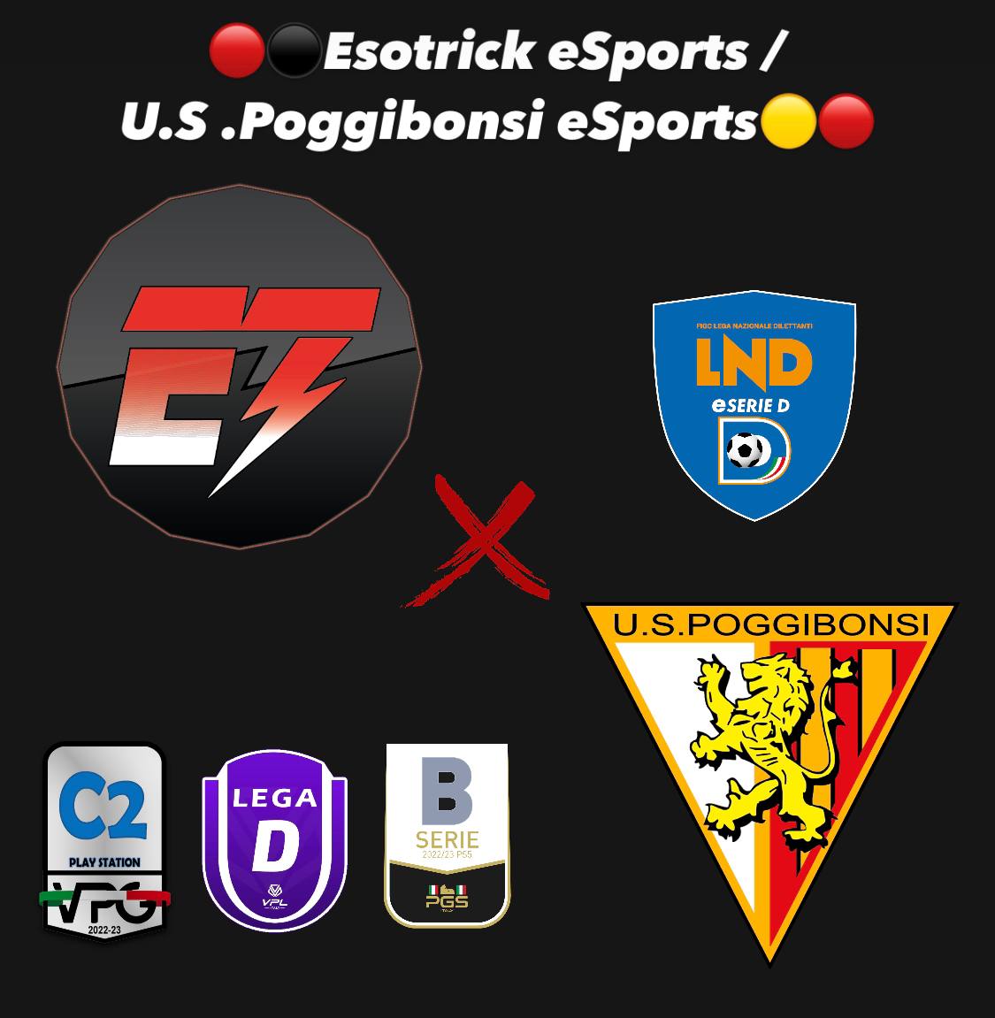 EsotrickeSports's tweet photo. 💎NOME CLUB:
Esotrick eSports / U.S. Poggibonsi eSports 
📖Ampliamento rosa:
- POR 
- DC 🧱
- TS/TD 🧱
-CC 🧠
⚽️COMPETIZIONI:
VPG (C2)-VPL (D)-LND (D)-PGS (B)
✅MODULO:
4-3-2-1/ 3-1-4-2
⏳ORARI DI GIOCO:
Lunedì/Giovedì: 21:30/00
🎮CONSOLE:
PS5
🎧 NECESSARIE ! https://t.co/v1mvnjKqVn