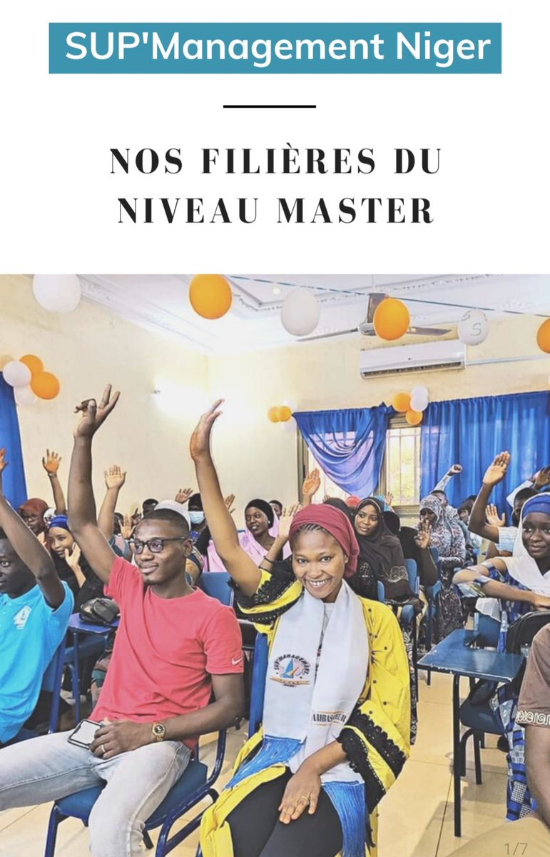 NigerSup's tweet photo. Le saviez-vous ? 

Les filières que propose Sup' Management Niger sont toutes des filières porteuses et, pour le niveau Master nous en avons jusqu'à six ! https://t.co/qksXos2z4P