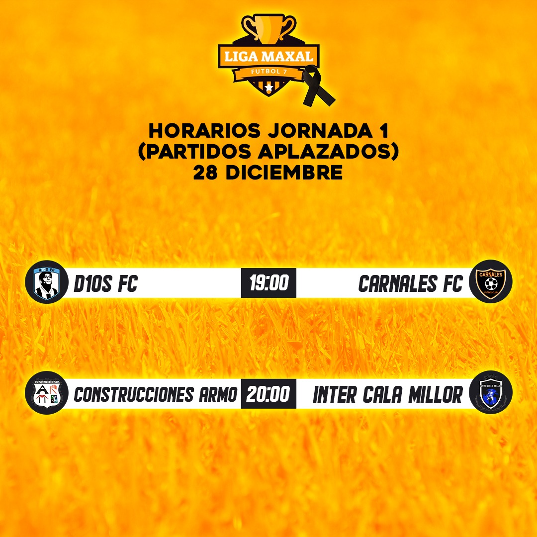 #F7LigaMaxaL | Partidos aplazados, mañana nos vemos a las #19h en el campo de #CalaMillor.

#VamosLigaMaxaL ⚽️💛🧡