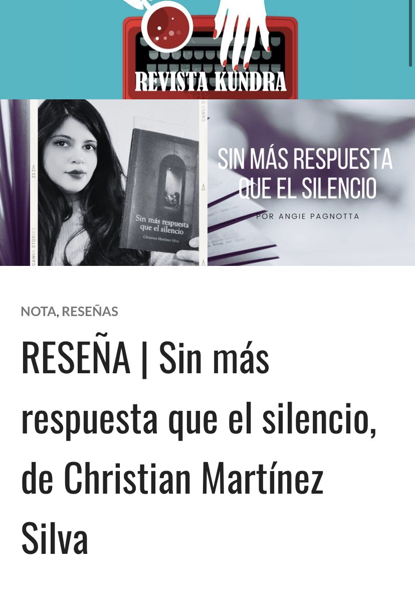 #RESEÑA 📝| ''Sin más respuesta que el silencio'' (Letrame Editorial, 2019) del escritor español Christian Martínez Silva.
🖋Por <a href="/angiepagnotta/">Angie Pagnotta</a> 
revistakundra.wordpress.com/2022/12/19/res…