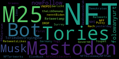 infokalyptisch's tweet photo. Trending in my timeline now:  #NFT (6)  #M25 (3)  #Tories (2)  #2712221237 (2)  #Mastodon (2)  #Bot (2)  #Musk (2)  #nowFollow (1) https://t.co/4iDXYAbUh3