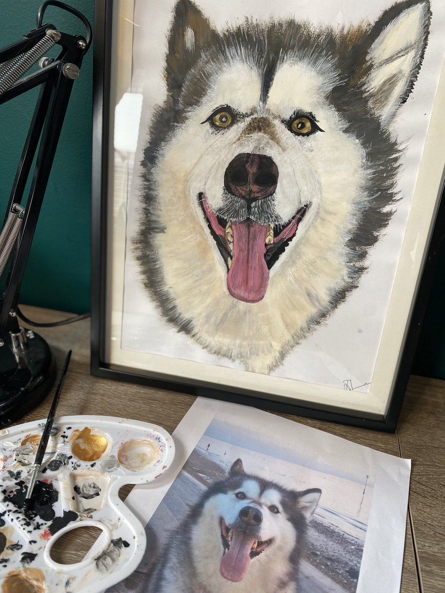 Lee17Lis's tweet photo. I can now share- meet Dutch, who sadly passed on Christmas Day last year. I was asked to paint him from a photo. The recipient was extremely overwhelmed. I’m happy I’ve brought joy through what I love doing!  #arteza #acrylic  #painting https://t.co/iGtCVSQ87I