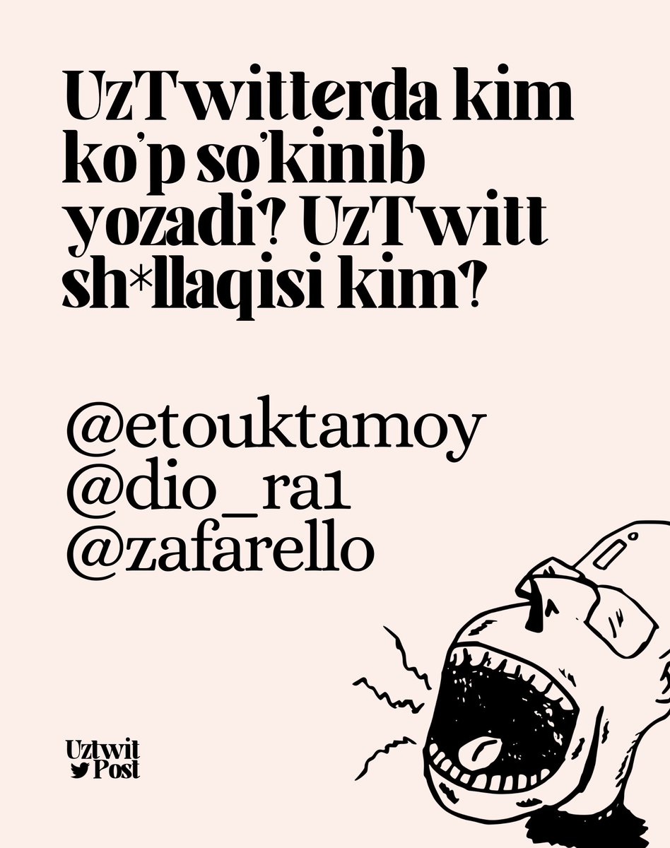 Madaniyatli bo’linglar. Ahil bo’linglar.
@etouktamoy <a href="/Zafarello/">Zafarbek Solijonov</a> <a href="/dio_ra1/">Dio Ra 🇺🇦</a>