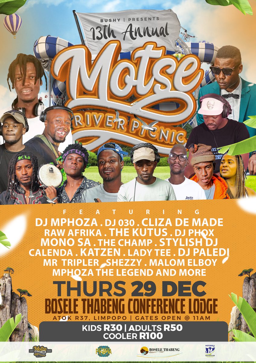 Playing here on Thursday come through for some good music #13thAnnualMotseRiverPicnic
#Djshezzy
#BoseleThabeng
#MotswalaSecurity