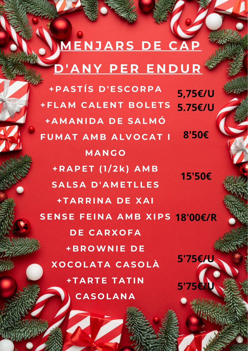 CanJeroniFig's tweet photo. Menjar per endur per cap d’any. Telf: 972 50 09 83 #figueres #canjeronifigueres #restaurants #figuerescity https://t.co/aPyAlADtTN