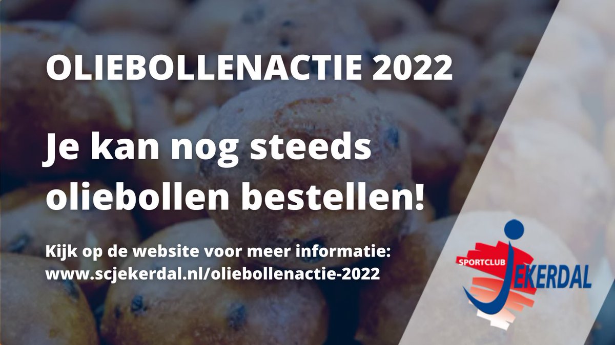 Je kan nog steeds oliebollen bestellen! Bestellen kan tot donderdag 29 december 17:00 uur.  Ophalen kan op zaterdag 31 december tussen 12.00 en 14.00 uur op Sportpark Jekerdal: scjekerdal.nl/oliebollenacti…
