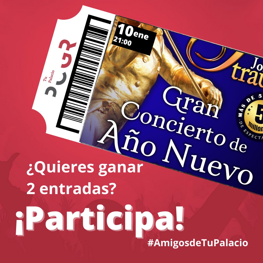 AmigosTuPalacio's tweet photo. 📣 #SORTEO 2🎟️Johann Strauss – Gran Concierto de Año Nuevo
 𝗣𝗮𝗿𝘁𝗶𝗰𝗶𝗽𝗮 👇🏻
 1️⃣ Ser seguidor/a
 2️⃣ Me gusta
 3️⃣ RT citando VENTAJAS de ser de #AmigosdeTuPalacio y MENCIÓN a 2 amigos/as 

Hasta el 29/12
BASES 👉🏻 https://t.co/h2RZrrchKg 
#Granada https://t.co/kpqq51giIc