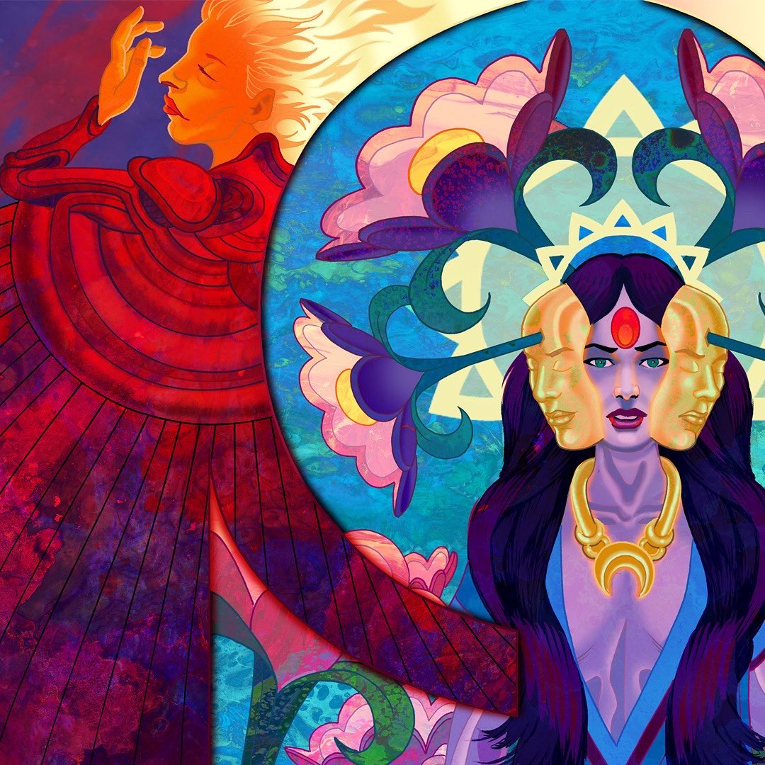 CarlYonder's tweet photo. Soothsayers II. Ink, pencil and digital. 48 x 24 inches. #surrealism #surrealartist #surrealist #narrativeart #narrative #visionary #visionaryart #visionaryartist #transcendental #transcendance #transcendentalmeditation https://t.co/ASUyIGJR11