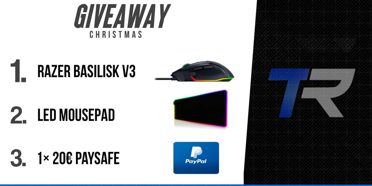 We would like to thank you for the support in the short time! 💙

1. Razer Basilisk v3
2. LED Mousepad
3. 1×20€ Paypal
_____________________
Steps:
Follow <a href="/TeamResolveEU/">Team Resolve</a> 
Like &amp; Retweet
@ 3 Friends!
_____________________
Good Luck! 🍀
#ResolveOnTop💙