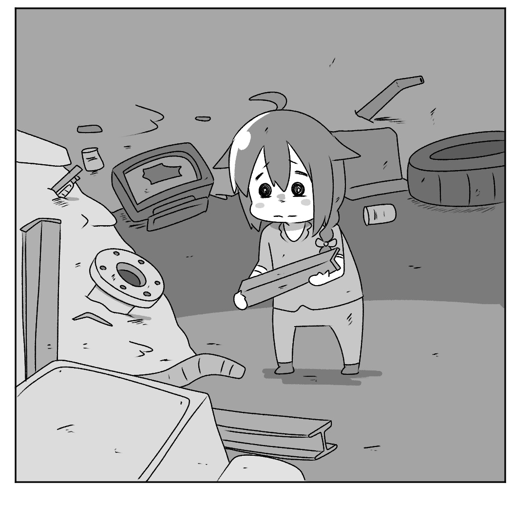 鉄くず拾いをする時雨 