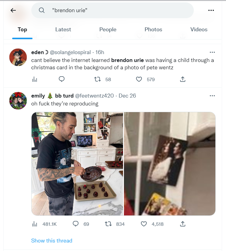 CStrophic's tweet photo. ok, i havent been active in the EMO fandom in like a couple of years and i see brendon urie trending and I SEE THAT HIM AND SARAH ARE HAVING A CHILD?!?! WHAT!?!? #brendonurie #Panicathedisco https://t.co/Se27Hd1Y4U