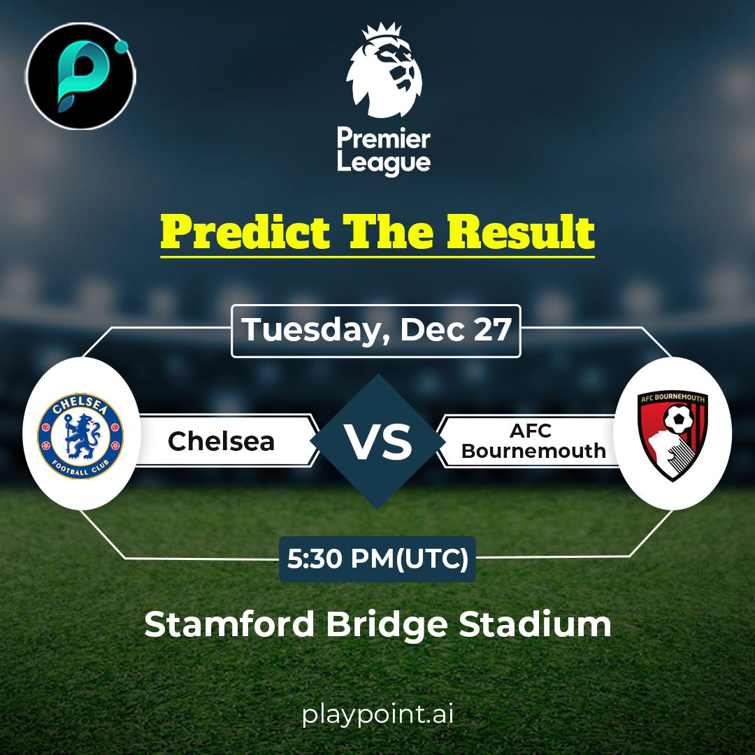 #Chelsea v #Bournemouth at Stamford Bridge Stadium

Login to playpoint.ai &amp; answer the questionnaires.

#Arbitrum #Playpoint #PlayToEarn #blockchain #BTC  #DogeCoin #games #Metaverse #NFT #Binance    #StockMarket #binary #PremierLeague