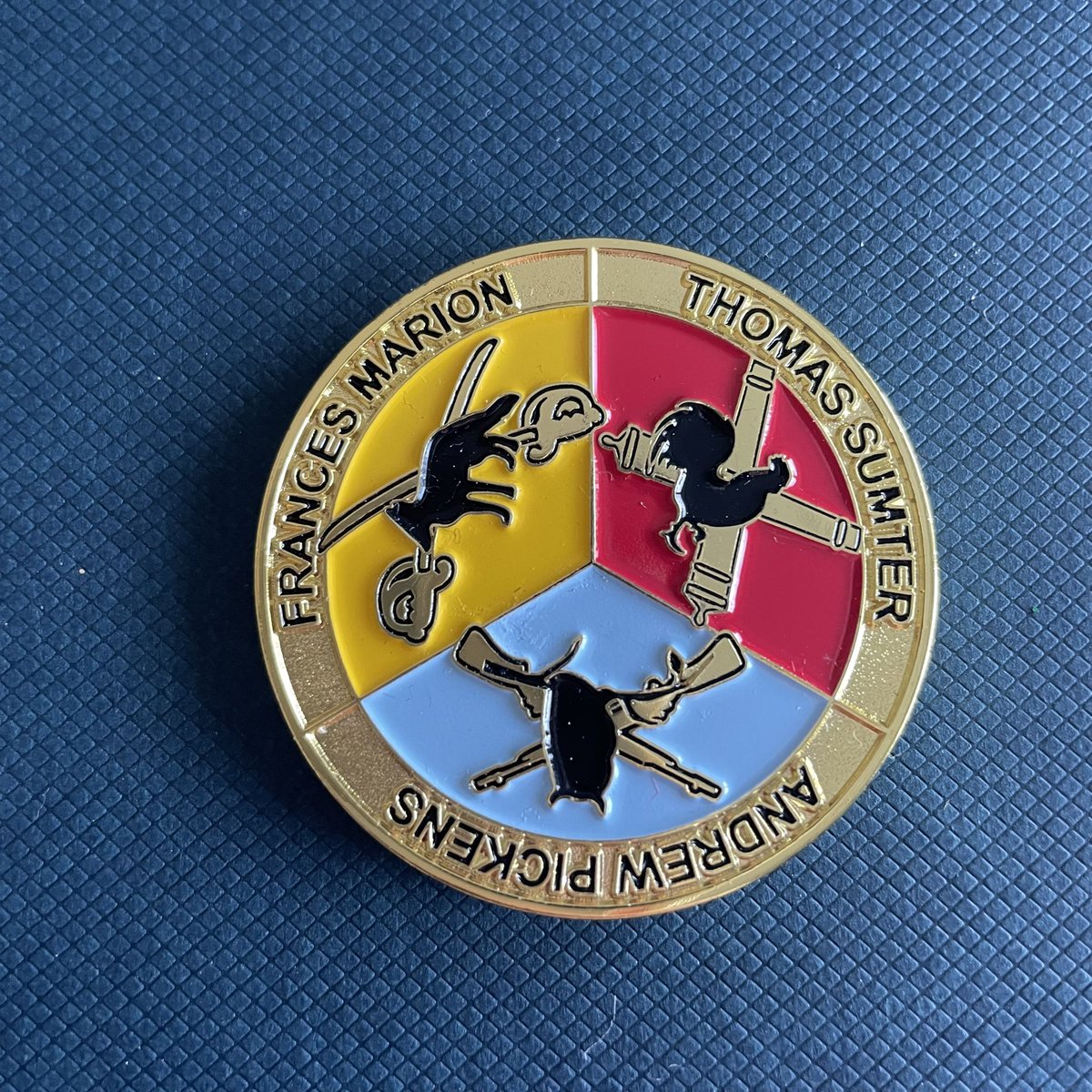PenrySC's tweet photo. Honored to receive a challenge coin from Lt. Scott Cassell of the S.C. State Guard! Knowing the long military history behind these coins, I am humbled by this gift of recognition and support.#ChallengeCoin #SCStateGuard #USA #SouthCarolina #lovemyjob #motivation #grateful https://t.co/dJZfF2qWUt