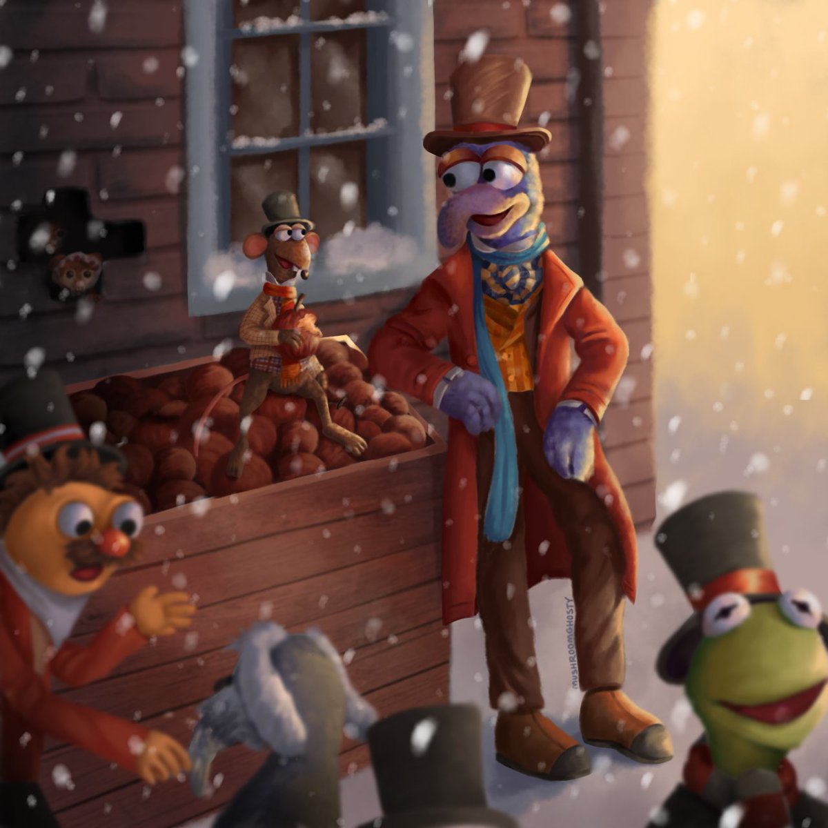 slightly belated painting of my favourite movie the muppets christmas carol !! 🎄 rts very appreciated :')