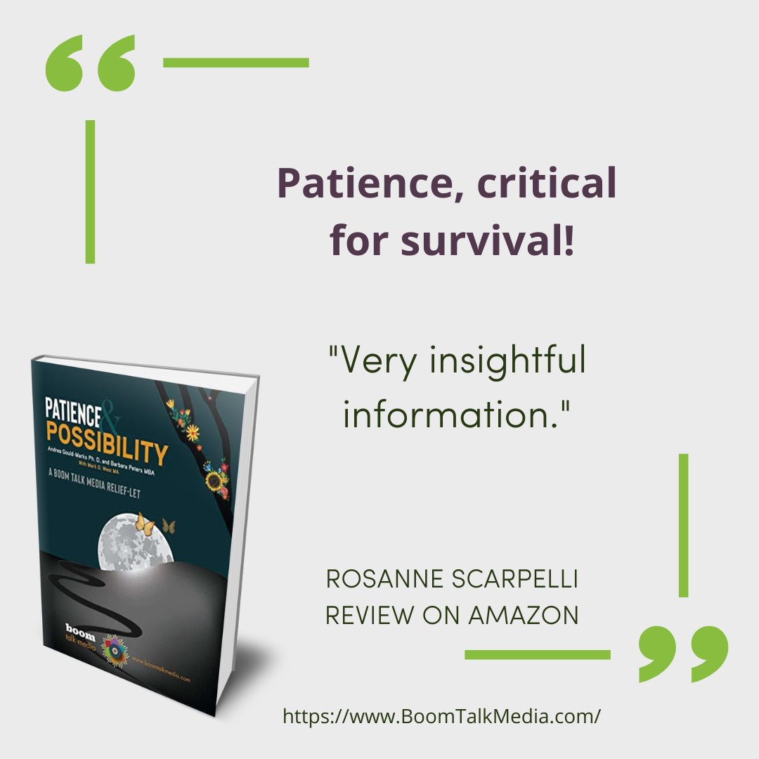 Boomgoddess's tweet photo. "Patience, critical for survival! Very insightful information." Rosanne Scarpelli
#Patience &amp; #Possibility - Boom Talk Media Relief-Lets™
https://t.co/8BFYJGjhWt
#TheMindsJournal #MindTalk #AmazonBookReview #AmazonReview https://t.co/09ct55z7uw