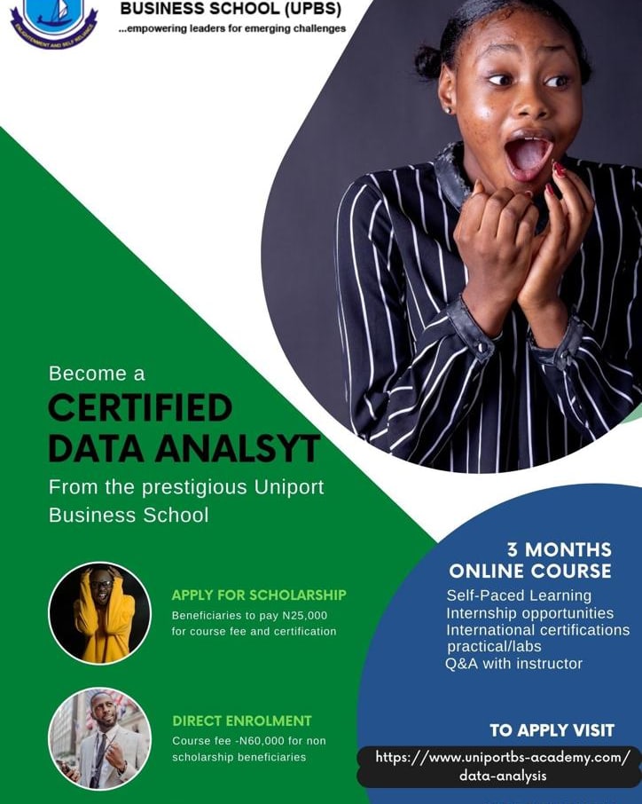 Become a Data Analyst in 3 months: Learn Data Analysis from the prestigious University of Port Harcourt's Business School and earn a recognizable data analysis certificate that will project your career to the next level.
uniportbs-academy.com/data-analysis
#learning #edtech #dataanalysis