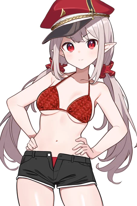 pixivリクエストで描いた迷彩ビキニホットパンツえるえる。 