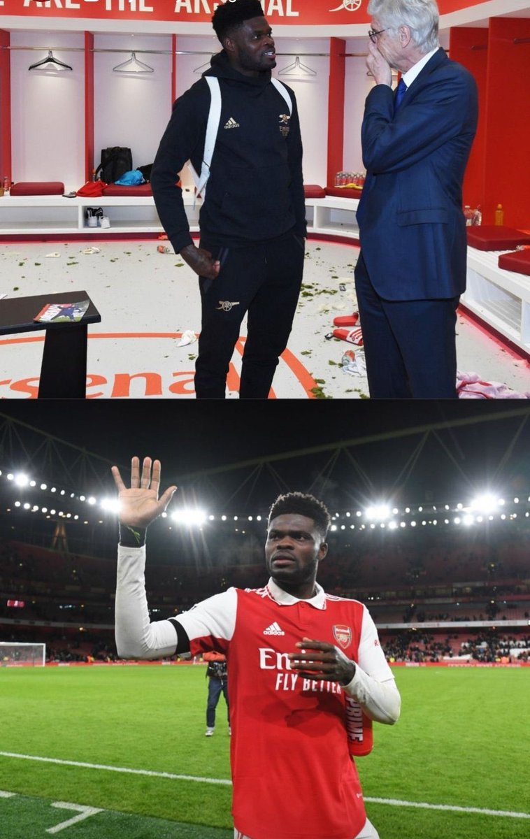 ⚽️ | PL: Arsenal 🔴⚪️

📸 Our Ghanaian midfield maestro Thomas Partey with Arsene Wenger following the 3-1 win over West Ham United. 🇬🇭🇫🇷 #AFC #ARSWHU #COYG #Ghana